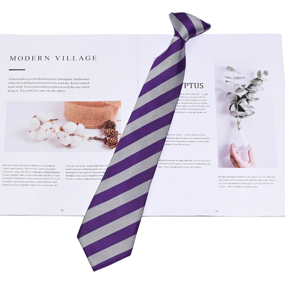 兒童紫色銀色條紋領(lǐng)帶 經(jīng)典款男女孩學(xué)院風(fēng)短款領(lǐng)帶