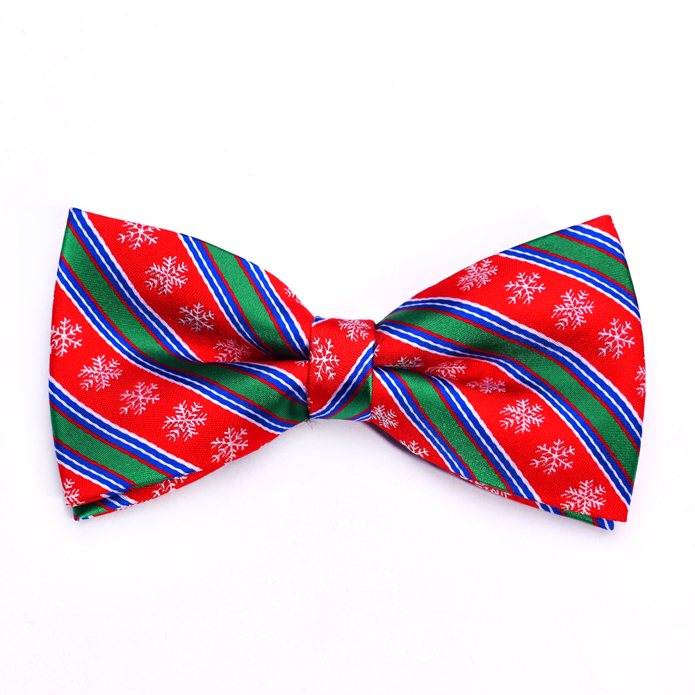 紅藍條紋撞色領結圣誕款搭配服飾提花領結