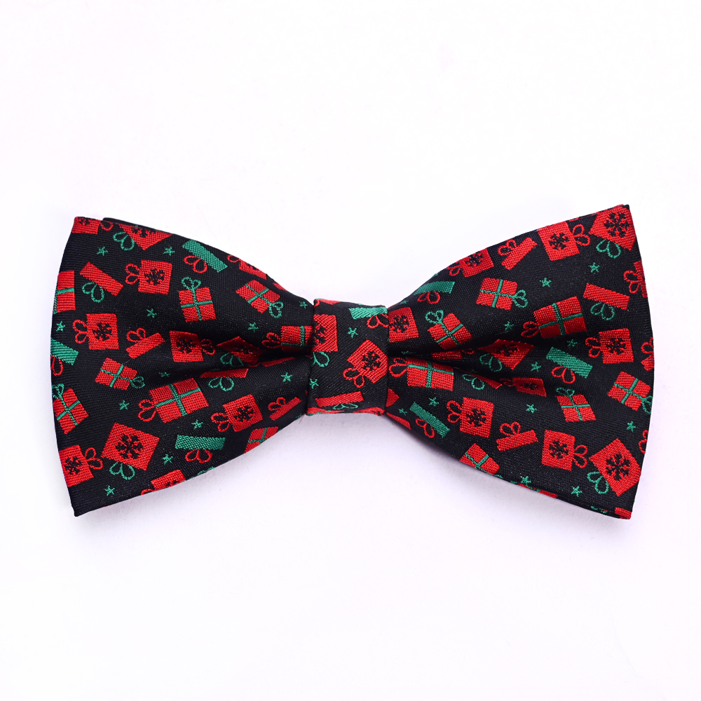 廠家直銷圣誕款領帶禮物紅黑提花滌絲領結
